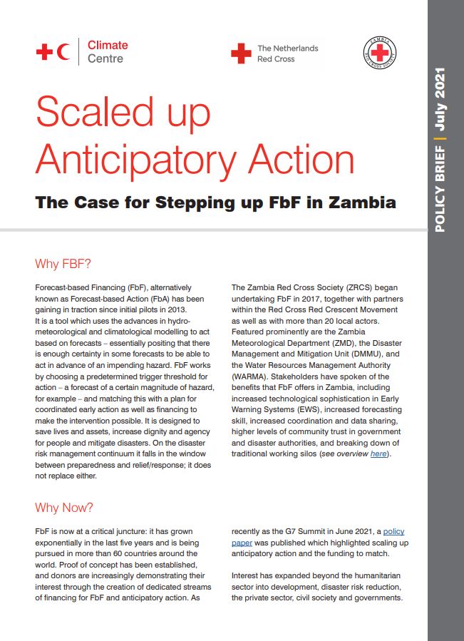 Policy brief – Anticipatory Action. The Case for stepping up FbF in Zambia
