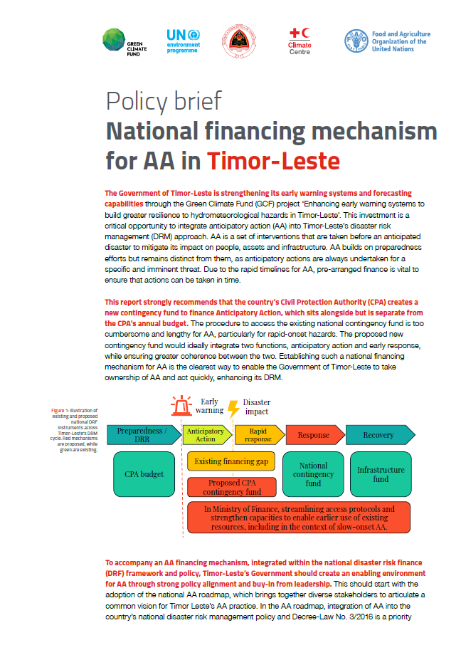 National financing mechanism for Anticipatory Action in Timor-Leste (policy brief)